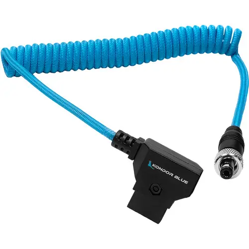 Kondor Blue Coiled D-Tap to Locking DC Barrel Power Cable
